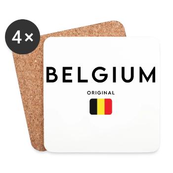 Belgium flag, elegant minimalist design - Coasters (set of 4) - white - Front