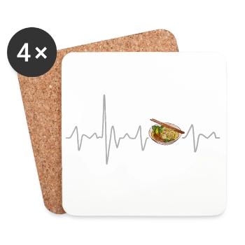 Soupe Pho avec Heartbeat Soupe de nouilles Design Vietnam - Dessous de verre (lot de 4) - blanc - Devant