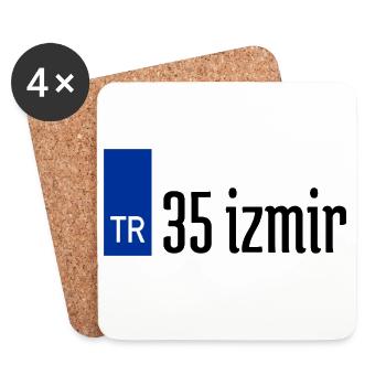 35 İzmir Plaka Streetwear - Untersetzer (4er-Set) - Weiß - Vorne