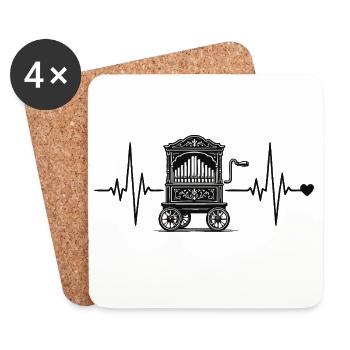 Barrel Organ Heartbeat – For Real Hurdy-Gurdy Fans - Coasters (set of 4) - white - Front