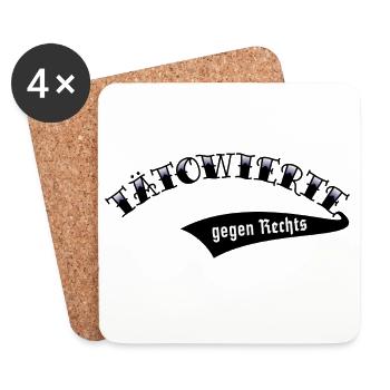 Tätowierte Gegen Rechts (Tattoo / Verlauf Blue) - Untersetzer (4er-Set) - Weiß - Vorne