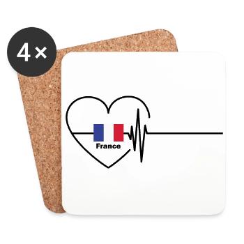France Heartbeat French Flag Pride - Coasters (set of 4) - white - Front