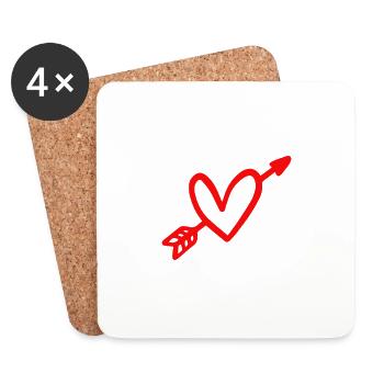 Arrow and Heart Love Valentine's Day Cupid - Coasters (set of 4) - white - Front