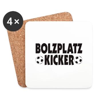 Bolzplatzkicker Fußball Fan Kicker - Untersetzer (4er-Set) - Weiß - Vorne