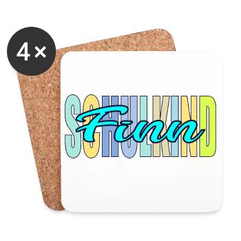 SCHULKIND FINN - SCHULANFANG EINSCHULUNG - Untersetzer (4er-Set) - Weiß - Vorne