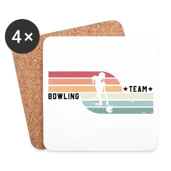 Bowler Bowling Team Sport Retro Vintage - Untersetzer (4er-Set) - Weiß - Vorne