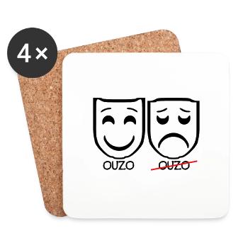 Lustige Traurige Masken Ouzo Lustige Geschenke - Untersetzer (4er-Set) - Weiß - Vorne