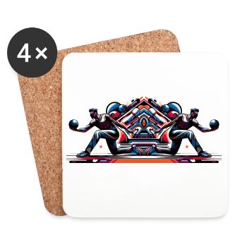Dynamic, colorful bowlers in action - Coasters (set of 4) - white - Front