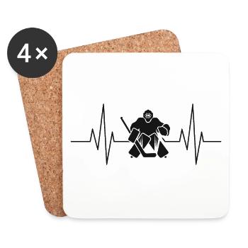 Heartbeat Hockey Gardien de but Sports - Dessous de verre (lot de 4) - blanc - Devant