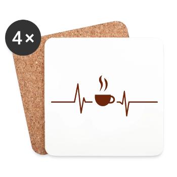 Kaffee - Herzschlag Herzfrequenz - Untersetzer (4er-Set) - Weiß - Vorne