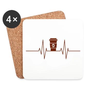 Café - Rythme cardiaque - Dessous de verre (lot de 4) - blanc - Devant