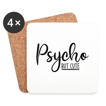 Psycho mais mignon Drôle de dicton - Dessous de verre (lot de 4) - blanc - Devant