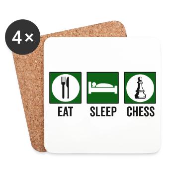 Manger dormir Échecs Citation d’échecs - Dessous de verre (lot de 4) - blanc - Devant