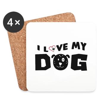 I Love My Dog Saying Dogs Love - Coasters (set of 4) - white - Front