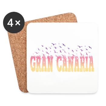 Gran Canaria Palmiers Été Soleil Plage Mer - Dessous de verre (lot de 4) - blanc - Devant