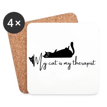 Cat - My cat is my therapist - funny cat - Coasters (set of 4) - white - Front