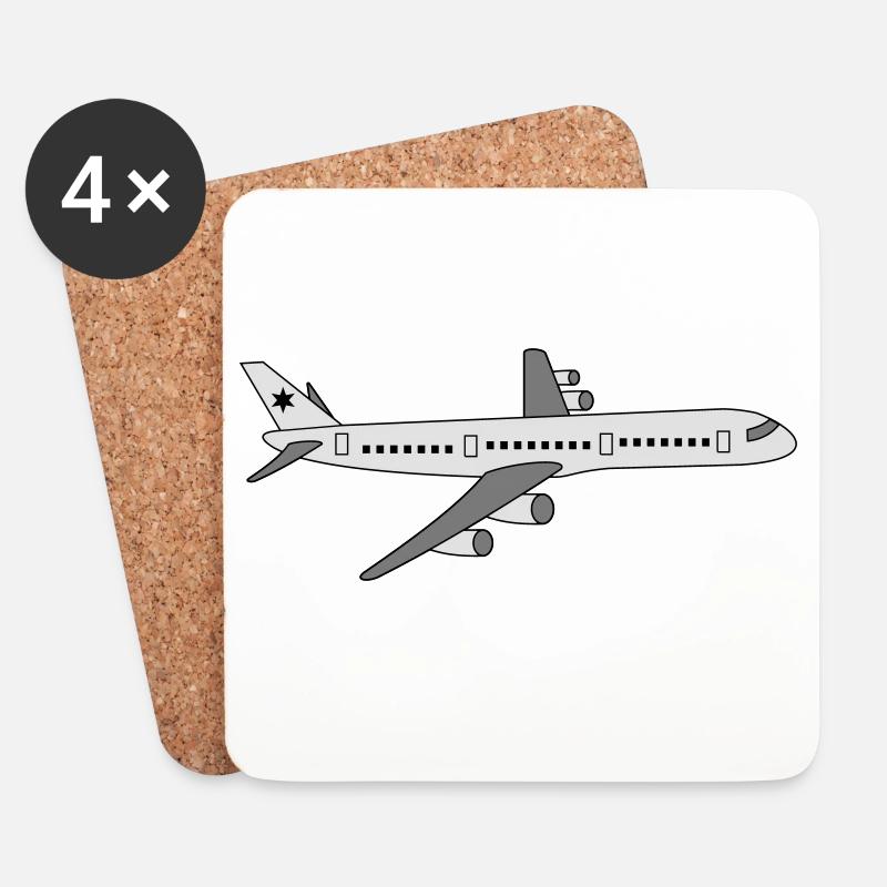 Flugzeug - Untersetzer (4er-Set) - Weiß