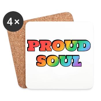 Texte arc-en-ciel Proud Soul - Dessous de verre (lot de 4) - blanc - Devant