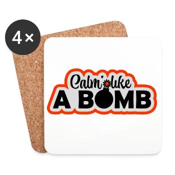 Calme comme une bombe Paradoxe Ironie Humour Blague explosive - Dessous de verre (lot de 4) - blanc - Devant