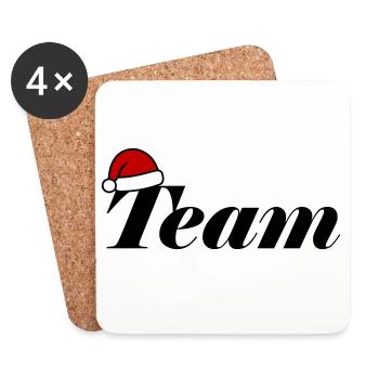 Équipe Chapeau de Noël - Dessous de verre (lot de 4) - blanc - Devant