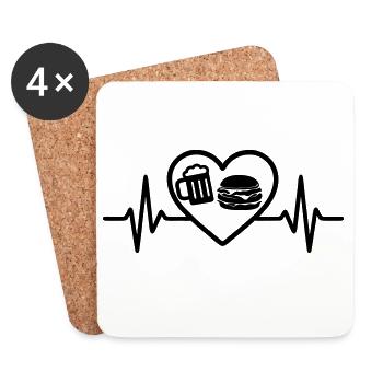 Bière Heart Burger - Dessous de verre (lot de 4) - blanc - Devant