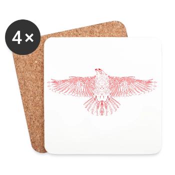 Digital Falcon – Modern Line Art in Rot - Untersetzer (4er-Set) - Weiß - Vorne