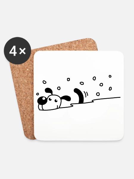 Niedlicher Hund im Schnee - Untersetzer (4er-Set) - Weiß