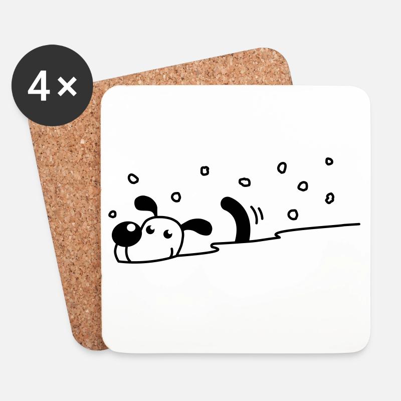 Niedlicher Hund im Schnee - Untersetzer (4er-Set) - Weiß