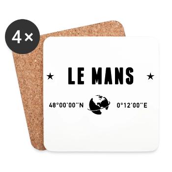 Sarthe France GPS Coordinates Globe - Coasters (set of 4) - white - Front