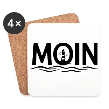 MOIN Leuchtturm – Maritimer Küstenlook - Untersetzer (4er-Set) - Weiß - Vorne