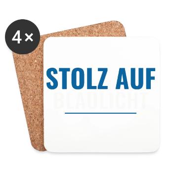 Stolz auf Blaulicht – Supporter Shirt Geschenkidee - Untersetzer (4er-Set) - Weiß - Vorne