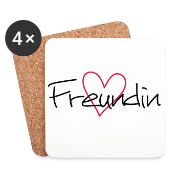 Freundin Herz Geschenk Geburtstag - Untersetzer (4er-Set) - Weiß - Vorne