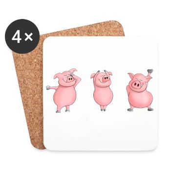 Ulkige Schweinchen - Untersetzer (4er-Set) - Weiß - Vorne