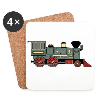 Locomotive à vapeur - Dessous de verre (lot de 4) - blanc - Devant