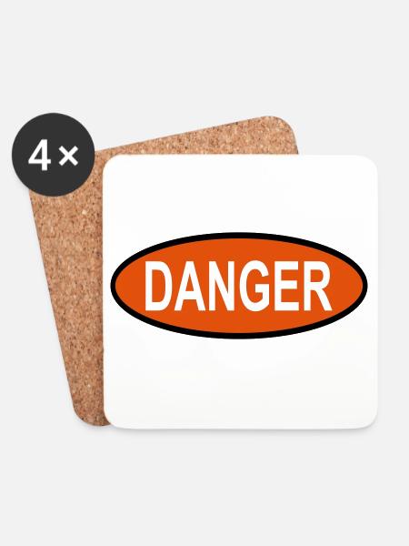 Danger - Coasters (set of 4) - white