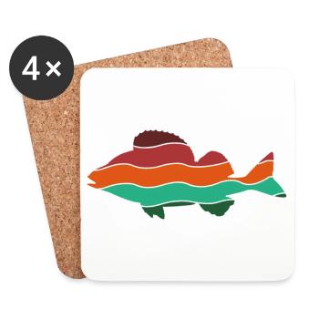 Perch Fish Fishing Predatory Fish Silhouette Nature - Coasters (set of 4) - white - Front