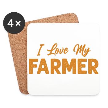I Love My Farmer Funny Farming - Coasters (set of 4) - white - Front