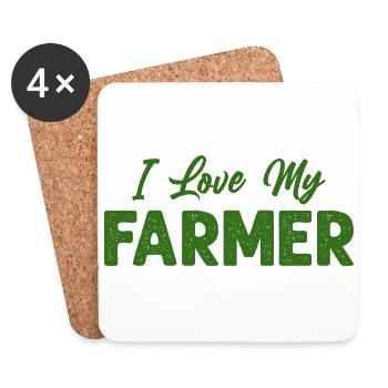 I Love My Farmer Funny Farming - Coasters (set of 4) - white - Front