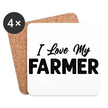 I Love My Farmer Funny Farming - Coasters (set of 4) - white - Front