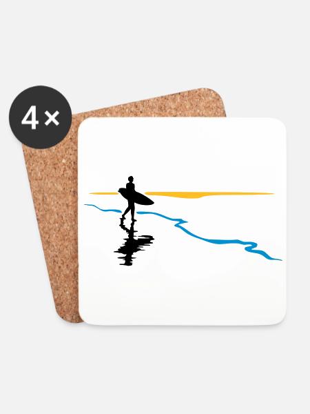 Surfer at the beach - Coasters (set of 4) - white