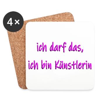 ich bin künstlerin pinsel metallic violett 2 - Untersetzer (4er-Set) - Weiß - Vorne
