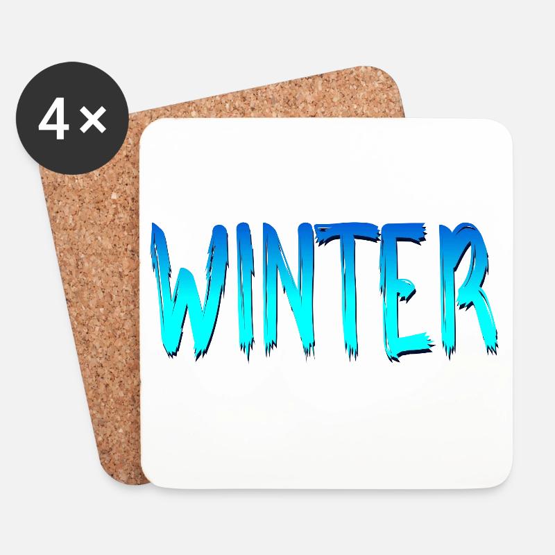 SCHRIFTZUG WINTER - Untersetzer (4er-Set) - Weiß