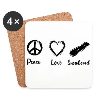 J’adore faire du snowboard - Dessous de verre (lot de 4) - blanc - Devant