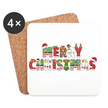 Merry Christmas - Untersetzer (4er-Set) - Weiß - Vorne