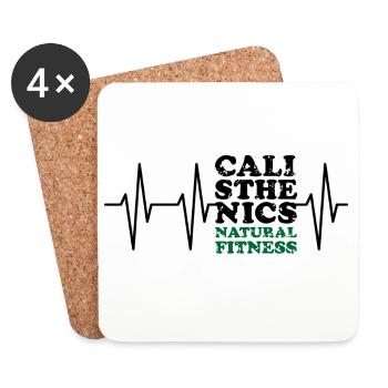 natural fitness calisthenics pulse heartbeat sport - Coasters (set of 4) - white - Front