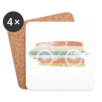 Lunettes de soleil rétro Sunset Stripes - Dessous de verre (lot de 4) - blanc - Devant