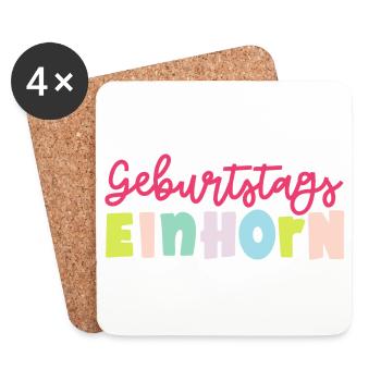 Geburtstags EINHORN - Untersetzer (4er-Set) - Weiß - Vorne
