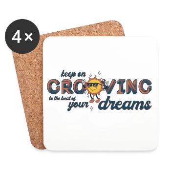 keep on grooving 70th retro music spruch - Untersetzer (4er-Set) - Weiß - Vorne