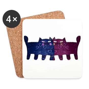 Cat love - Untersetzer (4er-Set) - Weiß - Vorne