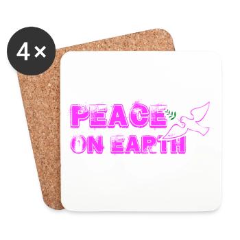 Peace on Earth with Bird pink - Coasters (set of 4) - white - Front